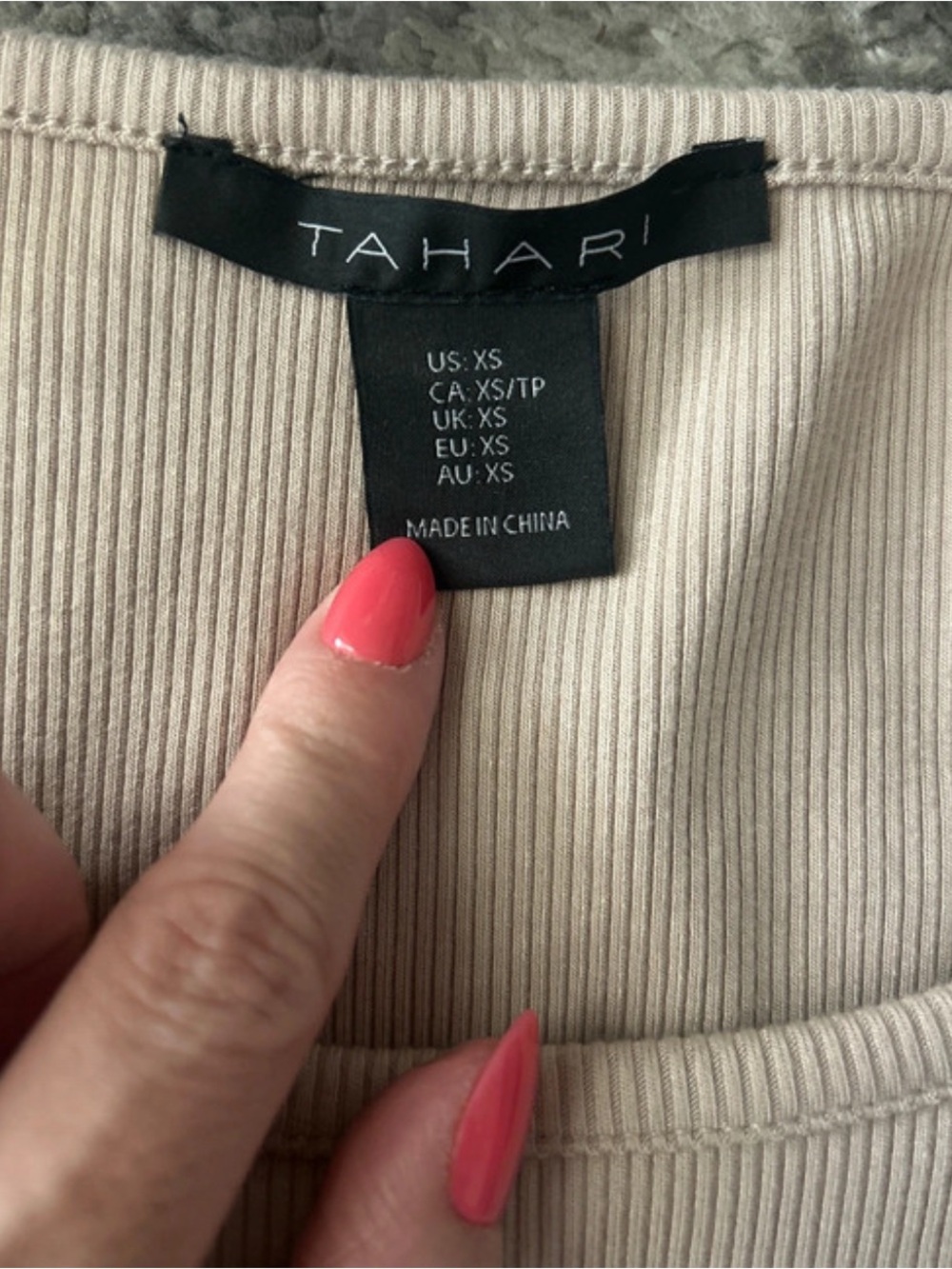 Tahari Ribbed Tank Top - Beige - Picture 2 of 3